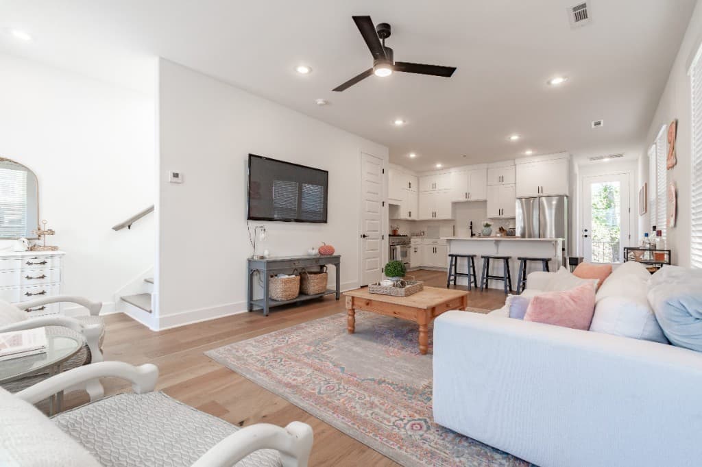 Deans Row Avenue — open living room looking toward the kitchen